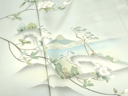 平和屋着物▽訪問着　単衣　作家物　草花　暈し染め　正絹　逸品　DABF3576op