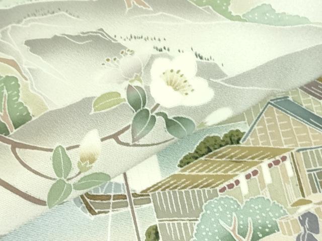 平和屋着物▽訪問着　単衣　作家物　草花　暈し染め　正絹　逸品　DABF3576op