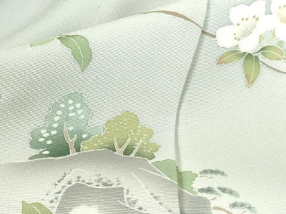 平和屋着物▽訪問着　単衣　作家物　草花　暈し染め　正絹　逸品　DABF3576op