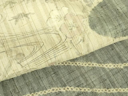 平和屋着物▽染織の名門　しょうざん  生紬　訪問着　単衣　絞り　手描き　風景花文　正絹　逸品　DABF3578op