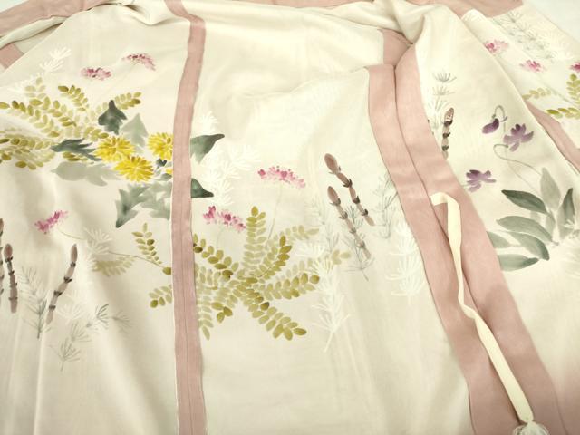 平和屋着物▽道中着　スリーシーズン　春夏秋　塵除け　草花文　正絹　逸品　DABF3590op