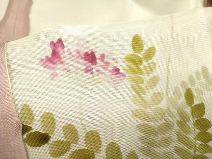 平和屋着物▽道中着　スリーシーズン　春夏秋　塵除け　草花文　正絹　逸品　DABF3590op