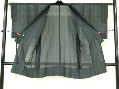 平和屋着物▽道中着　スリーシーズン　春夏秋　塵除け　縞　ロング丈　正絹　逸品　未使用　DABF3591op