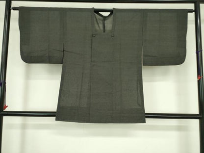平和屋着物▽本塩沢　道行コート　スリーシーズン　春夏秋　塵除け　十字絣　立波文　正絹　逸品　DABF3593op