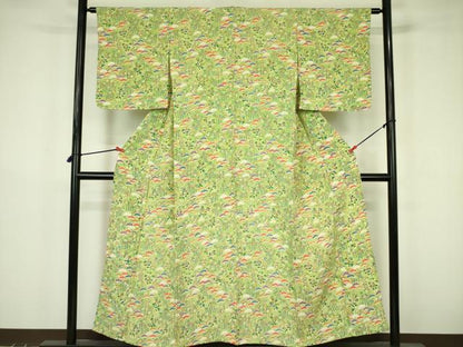 平和屋着物▽上質な小紋　単衣　花松文　正絹　逸品　未使用　DABF3605op