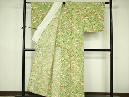 平和屋着物▽上質な小紋　単衣　花松文　正絹　逸品　未使用　DABF3605op