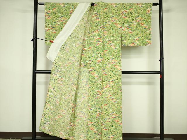 平和屋着物▽上質な小紋　単衣　花松文　正絹　逸品　未使用　DABF3605op