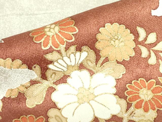 平和屋着物▽訪問着　単衣　草花文　金彩　正絹　逸品　DABF3607op