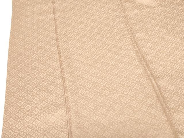 平和屋着物▽上質な色無地　単衣　七宝花地紋　水柿色　正絹　逸品　DABF3609op