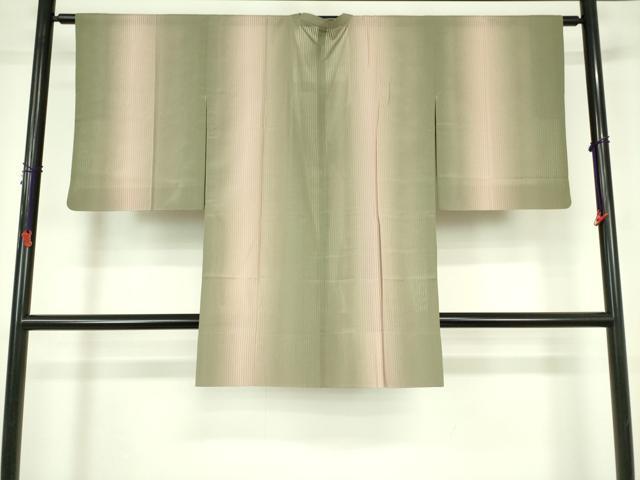 平和屋着物▽道行コート　スリーシーズン　春夏秋　塵除け　縞　暈し染め　ロング丈　正絹　逸品　DABF3612op