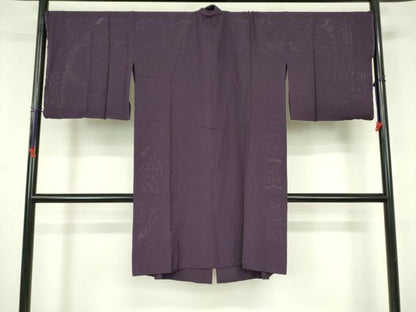 平和屋着物▽道中着　スリーシーズン　春夏秋　塵除け　縦絽　五泉　滅紫色　ロング丈　反端付き　正絹　逸品　DABF3613op