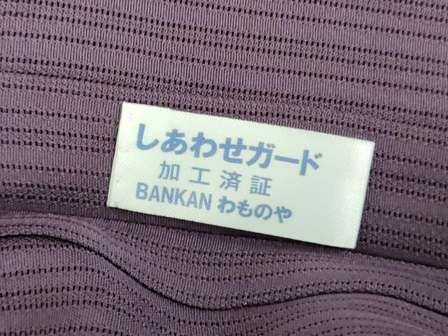 平和屋着物▽道中着　スリーシーズン　春夏秋　塵除け　縦絽　五泉　滅紫色　ロング丈　反端付き　正絹　逸品　DABF3613op