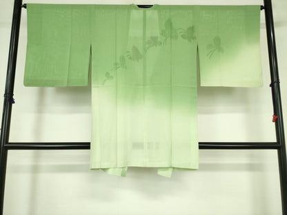 平和屋着物▽道行コート　スリーシーズン　春夏秋　塵除け　捩り織　舞蝶文　暈し染め　鈴乃屋扱い　ロング丈　正絹　逸品　DABF3614op