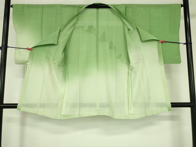 平和屋着物▽道行コート　スリーシーズン　春夏秋　塵除け　捩り織　舞蝶文　暈し染め　鈴乃屋扱い　ロング丈　正絹　逸品　DABF3614op
