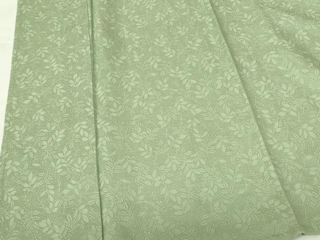 平和屋着物▽上質な色無地　単衣　草花地紋　苗色　正絹　逸品　DABF3617op