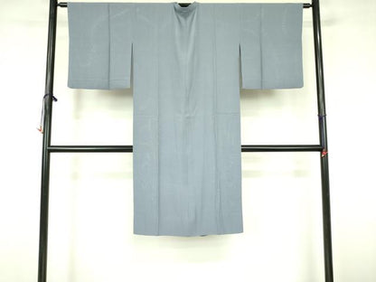 平和屋着物▽道行コート　スリーシーズン　春夏秋　塵除け　縦絽　港鼠色　ロング丈　正絹　逸品　DABF3619op