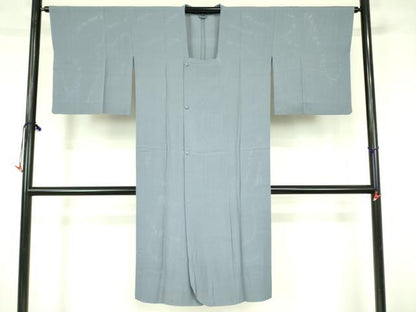 平和屋着物▽道行コート　スリーシーズン　春夏秋　塵除け　縦絽　港鼠色　ロング丈　正絹　逸品　DABF3619op