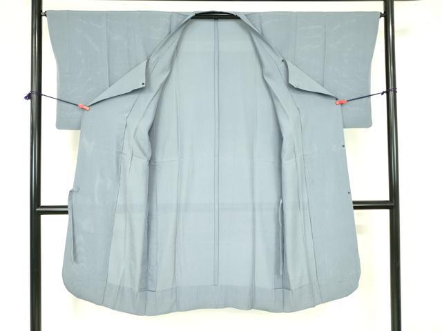 平和屋着物▽道行コート　スリーシーズン　春夏秋　塵除け　縦絽　港鼠色　ロング丈　正絹　逸品　DABF3619op