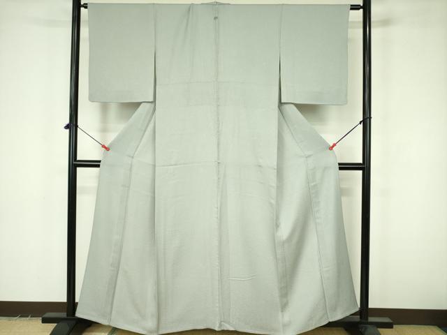 平和屋着物▽上質な色無地　単衣　舞花地紋　灰青色　正絹　逸品　DABF3620op