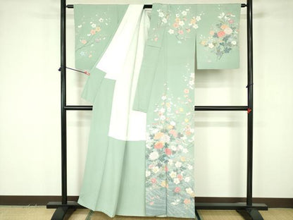 平和屋着物●訪問着　花鳥文　暈し染め　正絹　逸品　DABF3622op