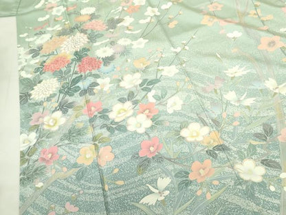 平和屋着物●訪問着　花鳥文　暈し染め　正絹　逸品　DABF3622op