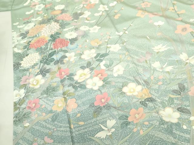 平和屋着物●訪問着　花鳥文　暈し染め　正絹　逸品　DABF3622op