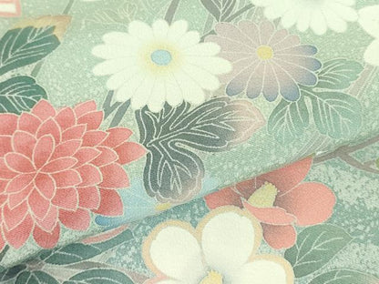 平和屋着物●訪問着　花鳥文　暈し染め　正絹　逸品　DABF3622op
