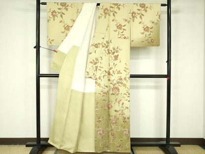 平和屋着物●訪問着　更紗花文　暈し染め　金彩　正絹　逸品　DABF3624op