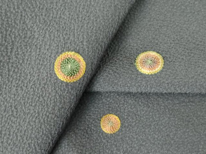 平和屋着物●上質な小紋　刺繍　花丸文　正絹　逸品　DABF3625op