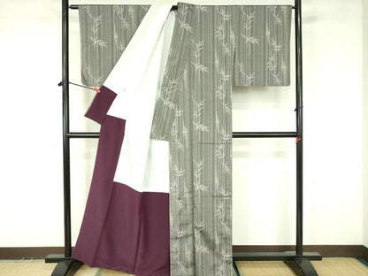 平和屋着物●小紋　笹竹文　洗える着物　DABF3626op