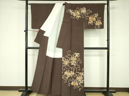 平和屋着物●訪問着　桐唐草文　正絹　逸品　DABF3632op