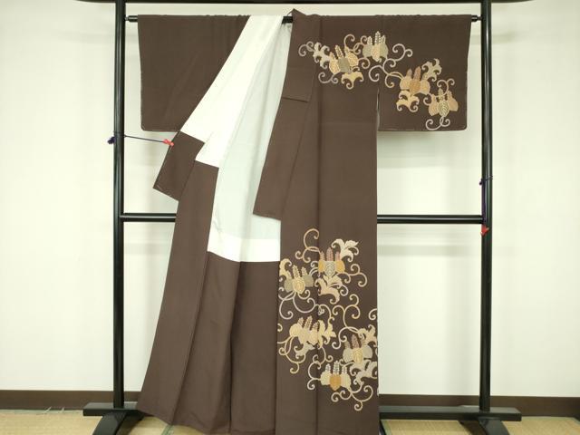 平和屋着物●訪問着　桐唐草文　正絹　逸品　DABF3632op