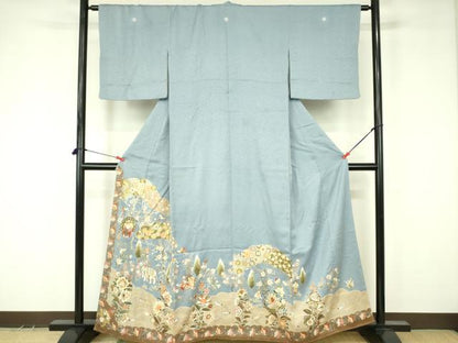 平和屋着物●豪華色留袖　刺繍　動物風景花文　金彩　正絹　逸品　DABF3633op