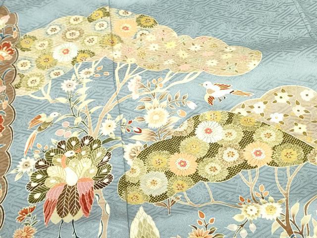 平和屋着物●豪華色留袖　刺繍　動物風景花文　金彩　正絹　逸品　DABF3633op