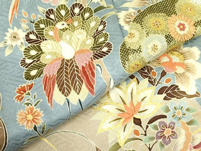 平和屋着物●豪華色留袖　刺繍　動物風景花文　金彩　正絹　逸品　DABF3633op