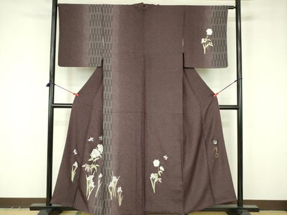 平和屋着物●染色の魔術師　染乃座・大久保玄才　そめのざ玄才　訪問着　総刺繍　舞蝶花文　やまと誂製　正絹　逸品　DABF3636op