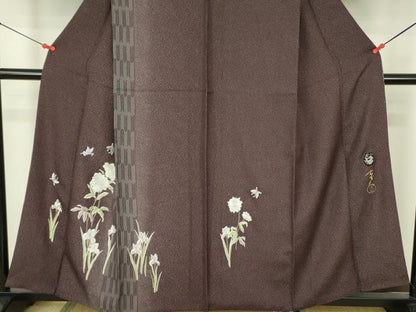 平和屋着物●染色の魔術師　染乃座・大久保玄才　そめのざ玄才　訪問着　総刺繍　舞蝶花文　やまと誂製　正絹　逸品　DABF3636op