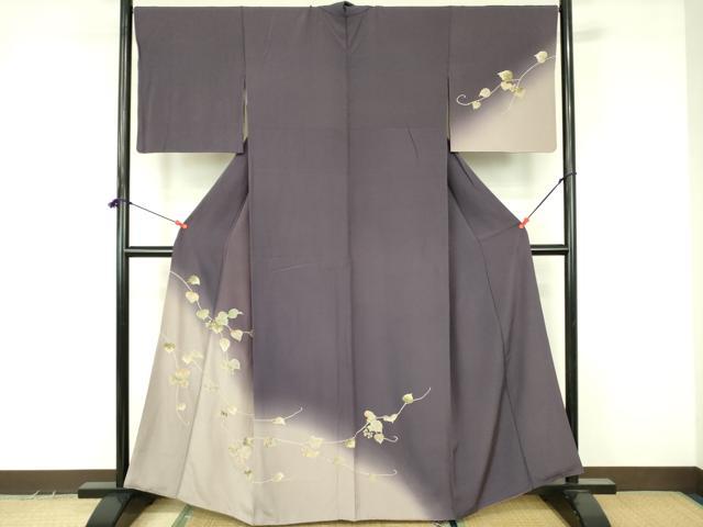 平和屋着物●中国三大刺繍　相良刺繍　総刺繍　訪問着　南天蔦の葉文　暈し染め　金糸　正絹　逸品　DABF3639op