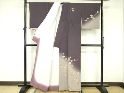 平和屋着物●中国三大刺繍　相良刺繍　総刺繍　訪問着　南天蔦の葉文　暈し染め　金糸　正絹　逸品　DABF3639op