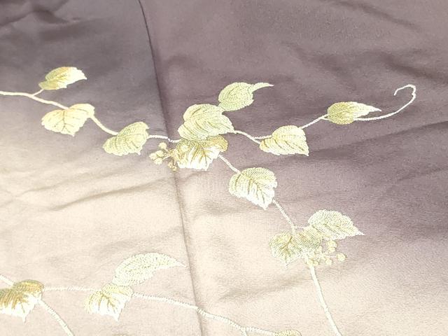 平和屋着物●中国三大刺繍　相良刺繍　総刺繍　訪問着　南天蔦の葉文　暈し染め　金糸　正絹　逸品　DABF3639op
