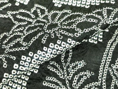 平和屋着物●豪華振袖　総絞り　草花文　黒地　仮絵羽　逸品　未使用　DABF3641op