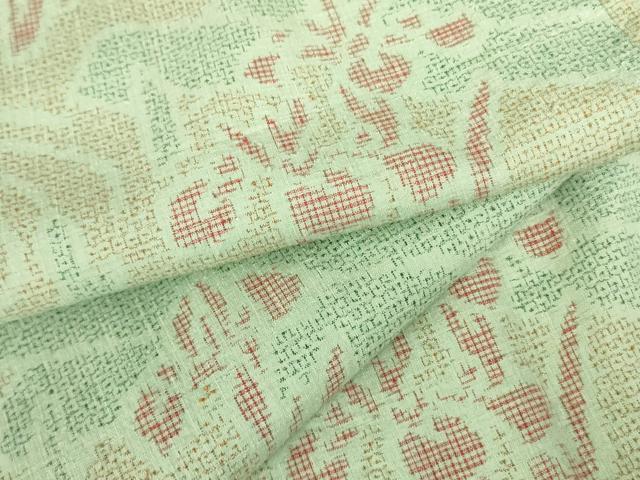 平和屋着物●本場結城紬　110亀甲　流水文　杜若　カキツバタ　正絹　逸品　DABF3642op