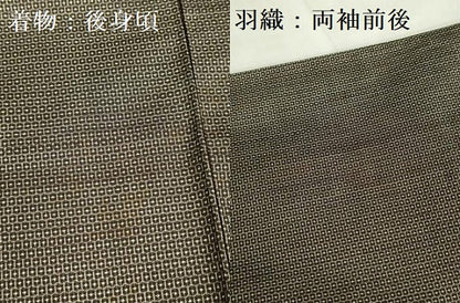 平和屋着物●男性　本場大島紬　アンサンブル　長羽織・長襦袢(袷)セット　100亀甲　総詰め　反端付き　正絹　逸品　DABF3643op