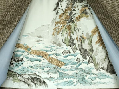 平和屋着物●男性　本場大島紬　アンサンブル　長羽織・長襦袢(袷)セット　100亀甲　総詰め　反端付き　正絹　逸品　DABF3643op