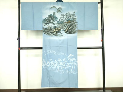 平和屋着物●男性　本場大島紬　アンサンブル　長羽織・長襦袢(袷)セット　100亀甲　総詰め　反端付き　正絹　逸品　DABF3643op