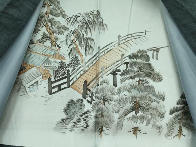 平和屋着物●男性　紬　アンサンブル　長羽織・長襦袢(無双仕立て)セット　鉄御納戸色　正絹　逸品　DABF3644op