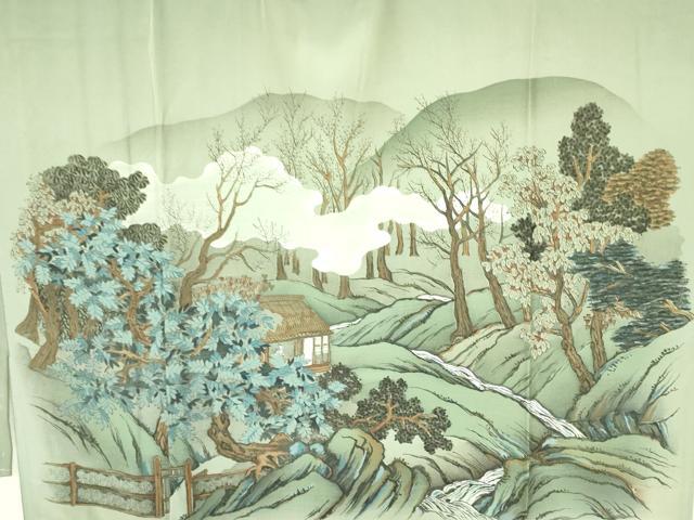 平和屋着物●男性　紬　アンサンブル　長羽織・長襦袢(無双仕立て)セット　鉄御納戸色　正絹　逸品　DABF3644op