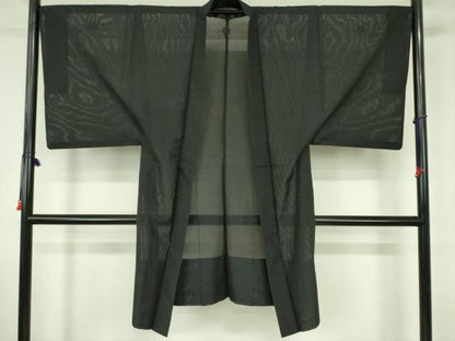 平和屋着物▽男性　黒紋付羽織　スリーシーズン　春夏秋　塵除け　絽　正絹　逸品　DABF3653op