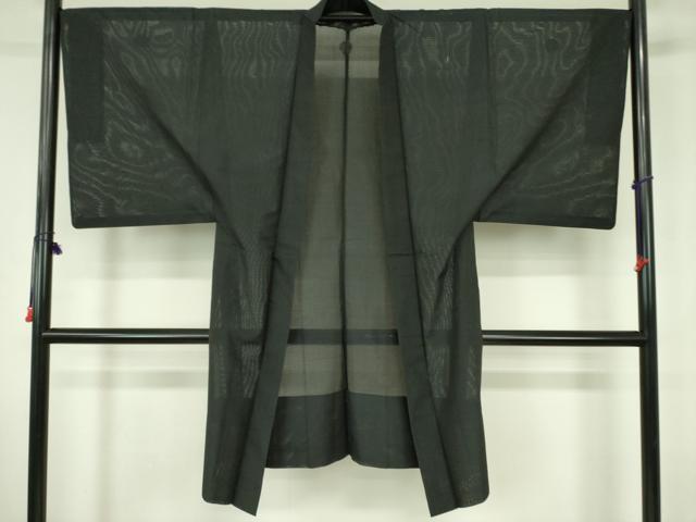 平和屋着物▽男性　黒紋付羽織　スリーシーズン　春夏秋　塵除け　絽　正絹　逸品　DABF3653op