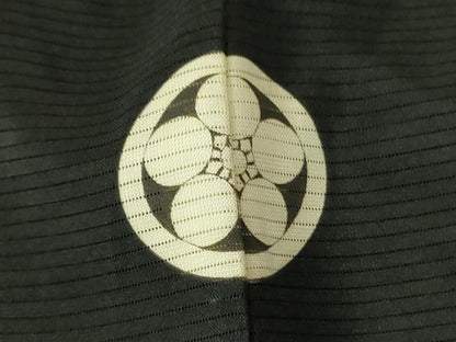 平和屋着物▽男性　黒紋付羽織　スリーシーズン　春夏秋　塵除け　絽　正絹　逸品　DABF3654op
